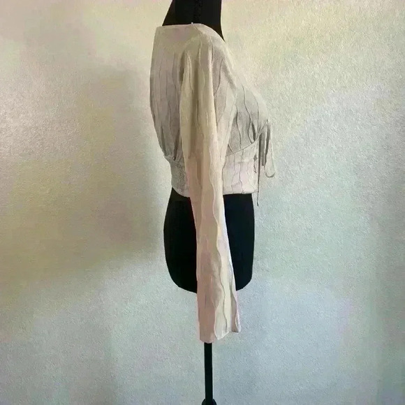 Nordstrom Elodie Corset Long Sleeve Lace-up Sheer Crop Top Women Size XS - Picture 4 of 9